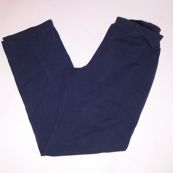 L.L. Bean Pants Stretch Size 10 Regular Solid Navy Blue Cotton Spandex Waist Uns - Picture 2 of 8